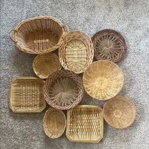Bohemian Wicker Rattan Wall Basket Decor Set 10 Piece